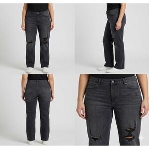 Jessica Simpson Flirt Straight Bootcut Jeans Womens‎ 18W Black Washed Distressed